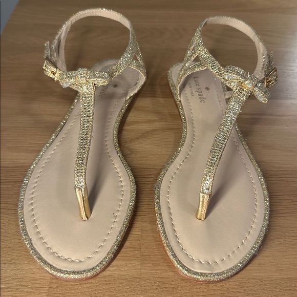 Kate Spade Glittering Gold T-strap Sandals - Picture 7 of 9